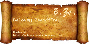 Belovay Zsadány névjegykártya